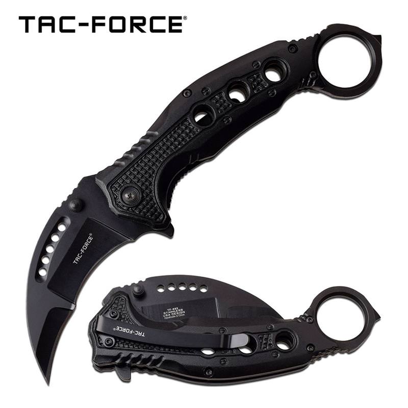 Rescue Karambit Thumb Ring Assisted Opening Folding Pocket Knife Black - TOPHATTER'S ARMORY DEALS Collectible Weapons - Tophatter Daily Deals