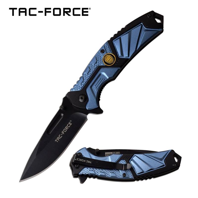 Law Enforcement Police Assisted Opening Folding Pocket Knife Blue - Tophatter's Inc. Weapons Store Online Collectible Weapons - Tophatter Daily Deals