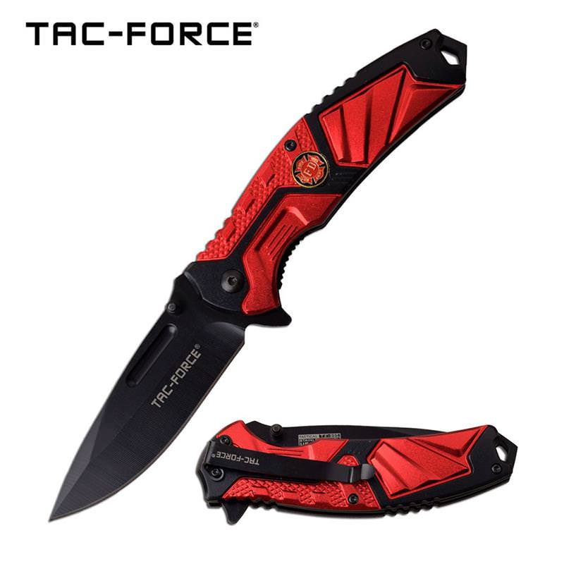 Fire Fighter Assisted Opening Folding Pocket Knife Red FD Logo Collectible Weapons - Tophatter Daily Deals