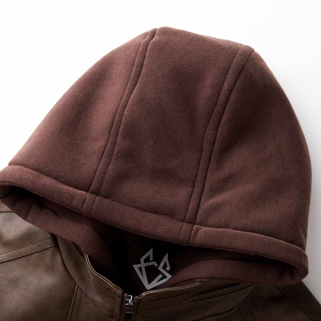 Warm Mens Leather Hooded Jacket - Bomber, Cold Weather - Tophatter Daily Deals