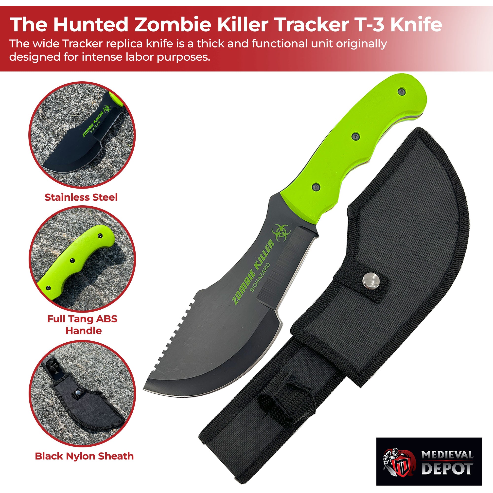 The Hunted Zombie Killer Tracker T-3 Knife outdoor gear - Tophatter Daily Deals