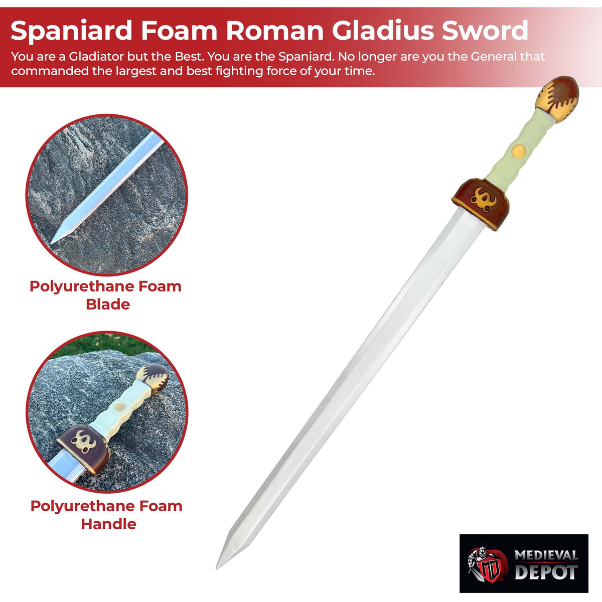 The Spaniard LARP Foam Roman Gladius Sword swords - Tophatter Daily Deals