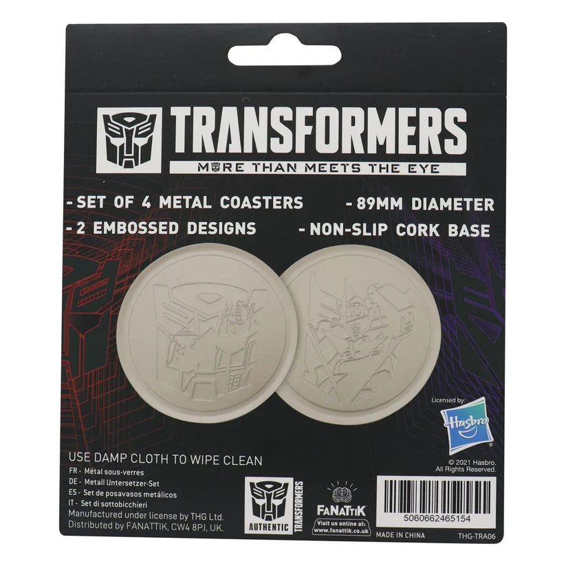 Transformers - Set of 4 Embossed Metal Coasters Coaster Set - Tophatter Daily Deals