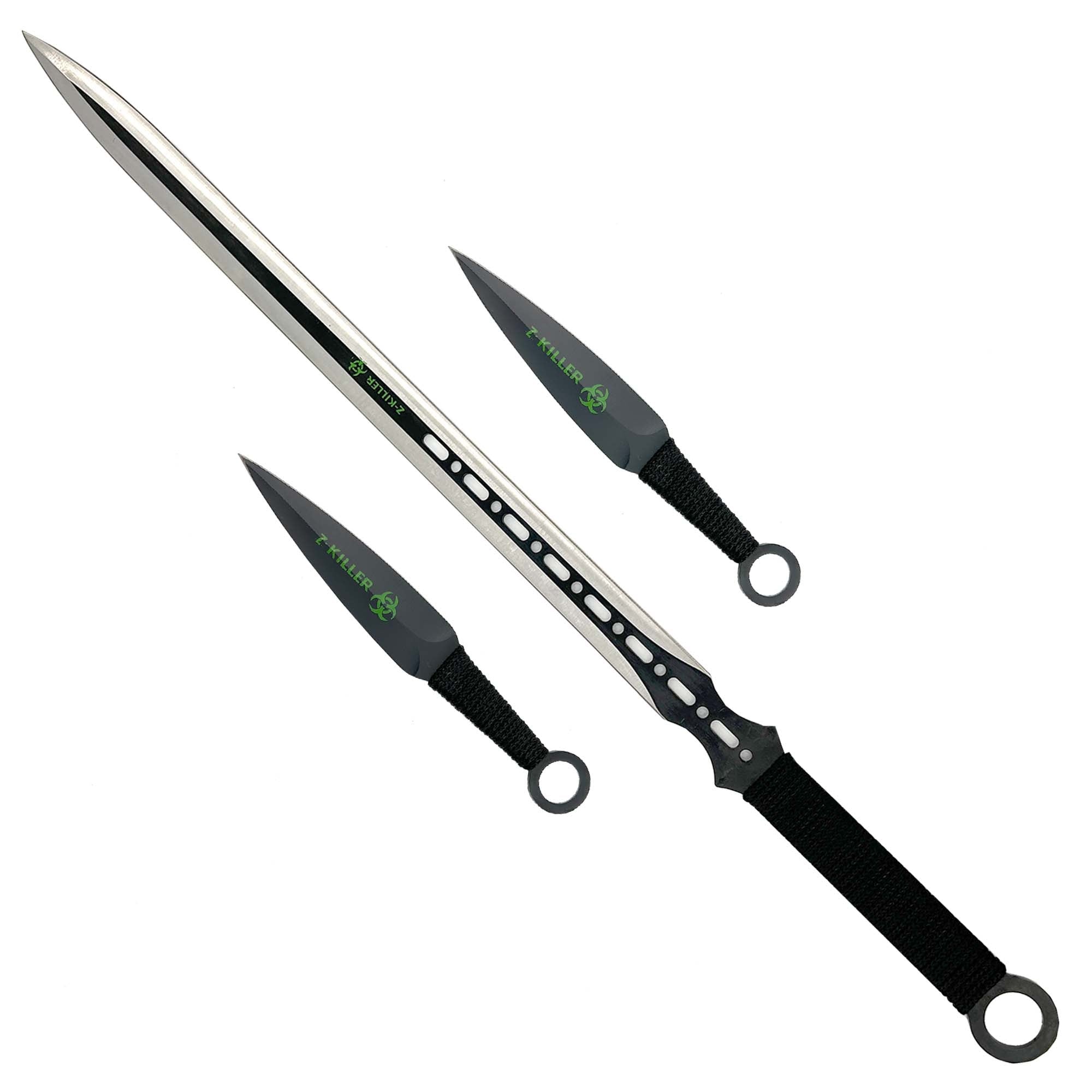 Three Piece Ninja Sword Throwing Knife Set swords - Tophatter Daily Deals