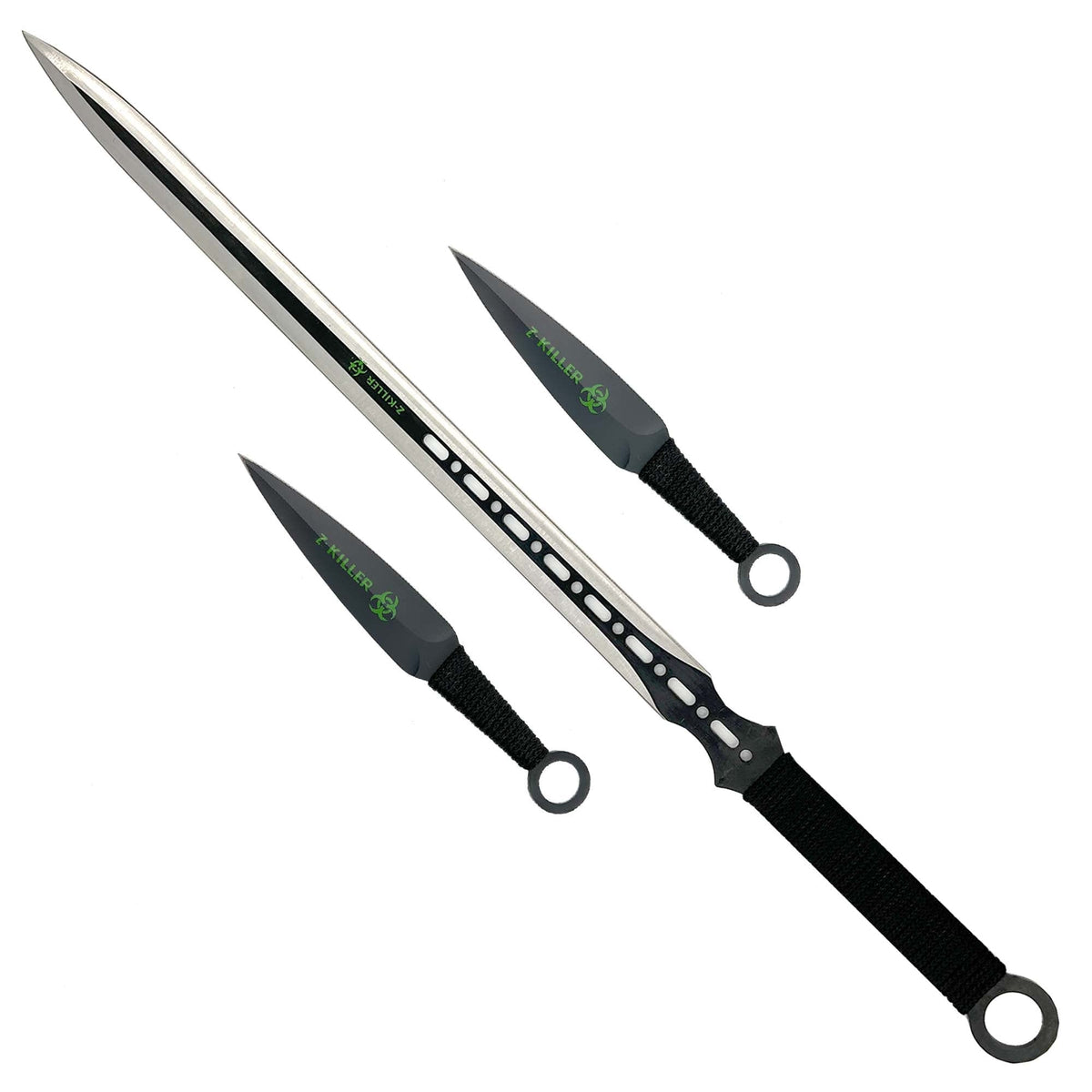 Three Piece Ninja Sword Throwing Knife Set swords - Tophatter Daily Deals