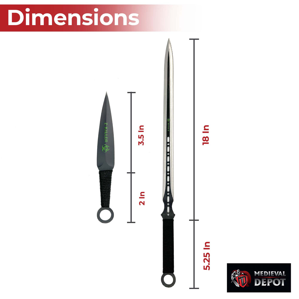 Three Piece Ninja Sword Throwing Knife Set swords - Tophatter Daily Deals