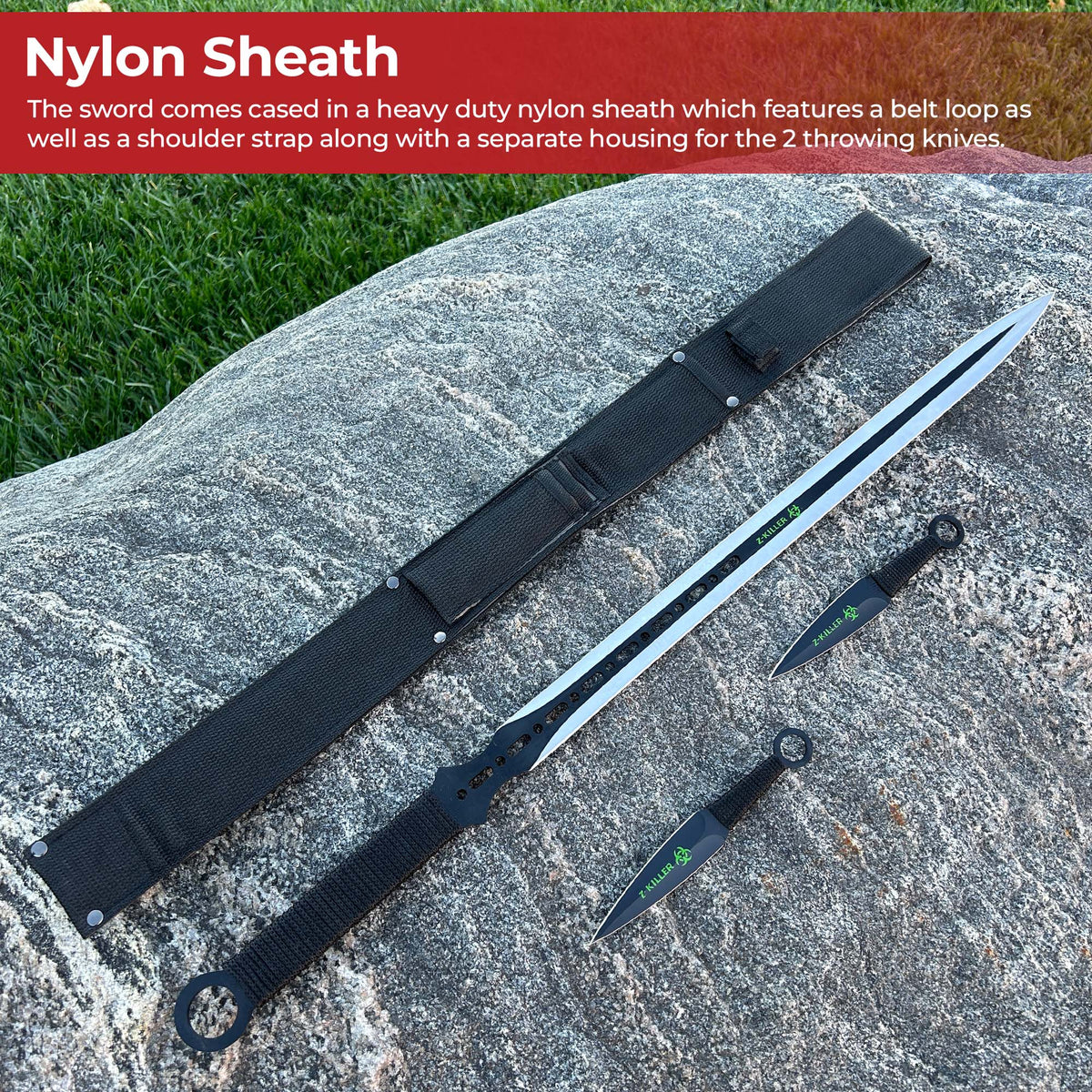 Three Piece Ninja Sword Throwing Knife Set swords - Tophatter Daily Deals