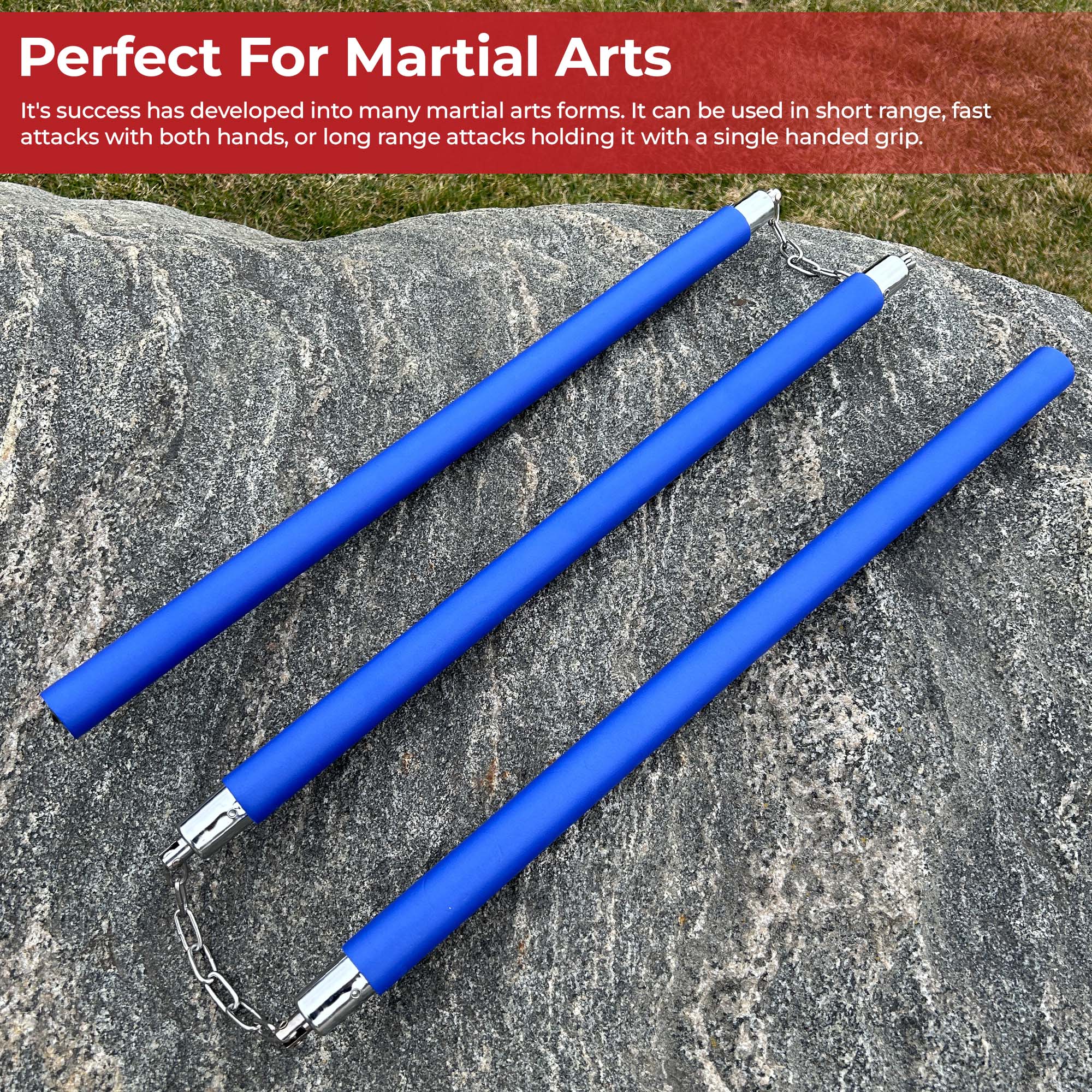Three Sectional Staff Training Foam Padded Blue ninja & martial arts - Tophatter Daily Deals