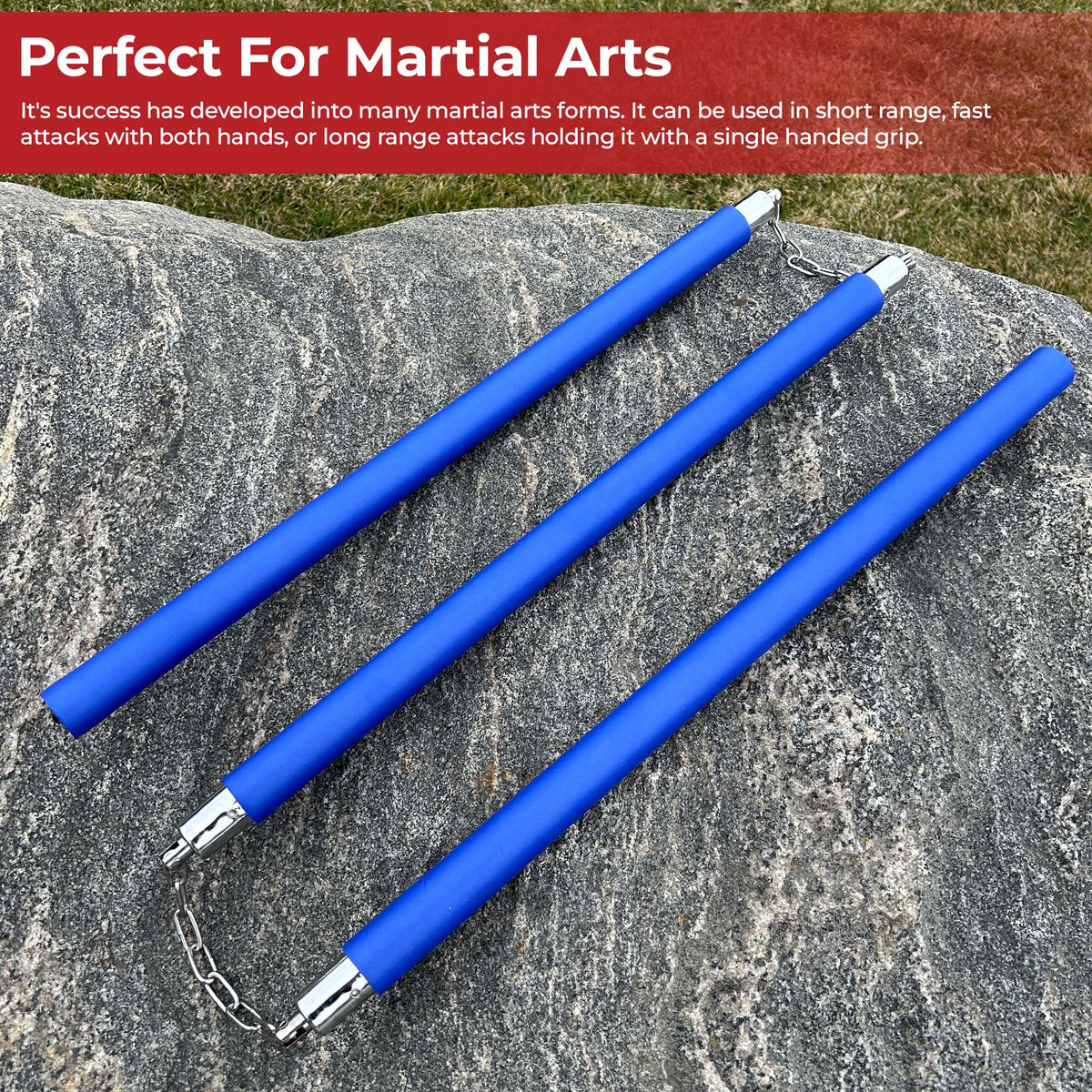 Three Sectional Staff Training Foam Padded Blue ninja & martial arts - Tophatter Daily Deals