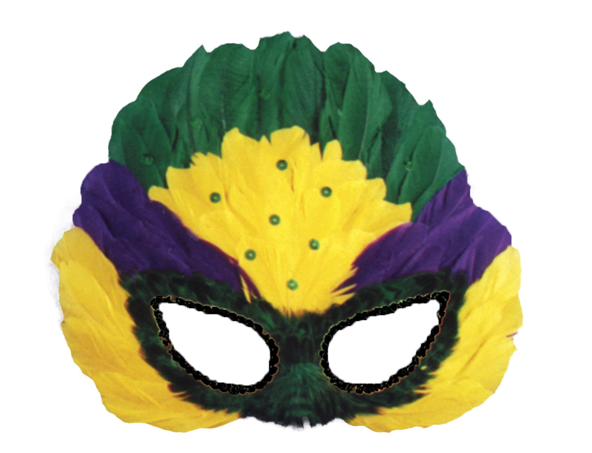 Sequin Feather Mardi Gras Mask – Tophatter's Inc.