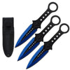 3 Pcs 7.5" Blue Tactical Skull Kunai Throwing Knife Blade Set - TOPHATTER'S ARMORY DEALS Collectible Weapons - Tophatter Daily Deals