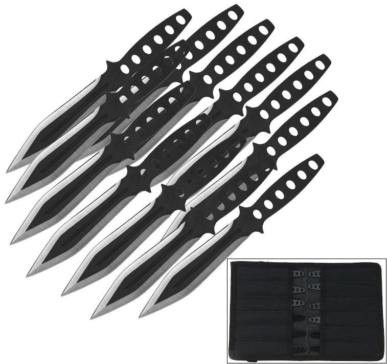 Light & Dark Tornado Throwing Knife 12 Piece Set with Nylon Zipper Bag Collectible Weapons - Tophatter Daily Deals