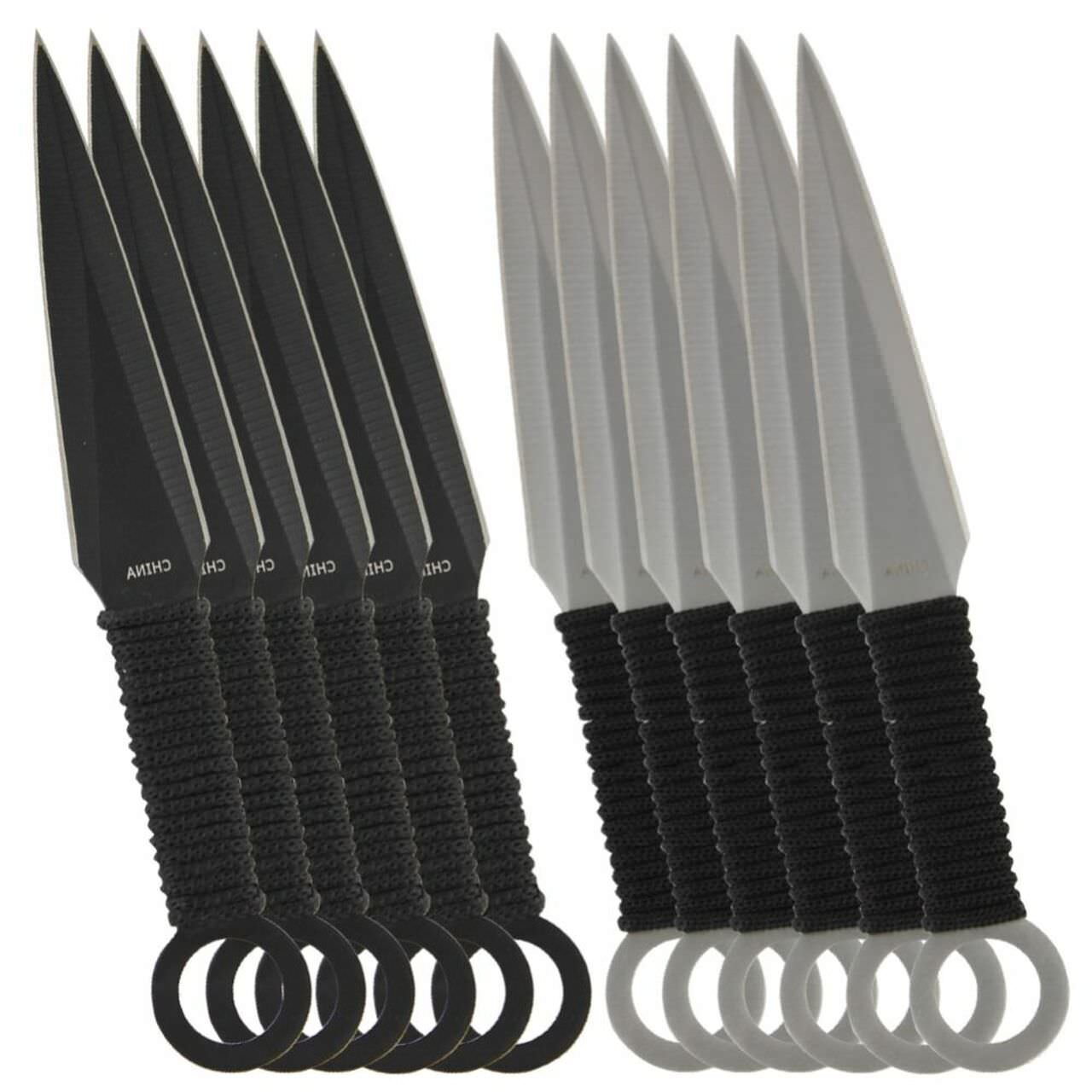 Light & Dark Kunai Throwing Knife 12 Piece Set With Pouch - TOPHATTER'S ARMORY DEALS Collectible Weapons - Tophatter Daily Deals