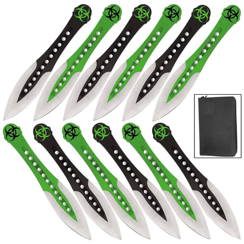 Arsenic Zombie 12 Pcs Throwing Knife Set - Tophatter's Guns'N'Weapons Store - FREE SHIPPING Collectible Weapons - Tophatter Daily Deals
