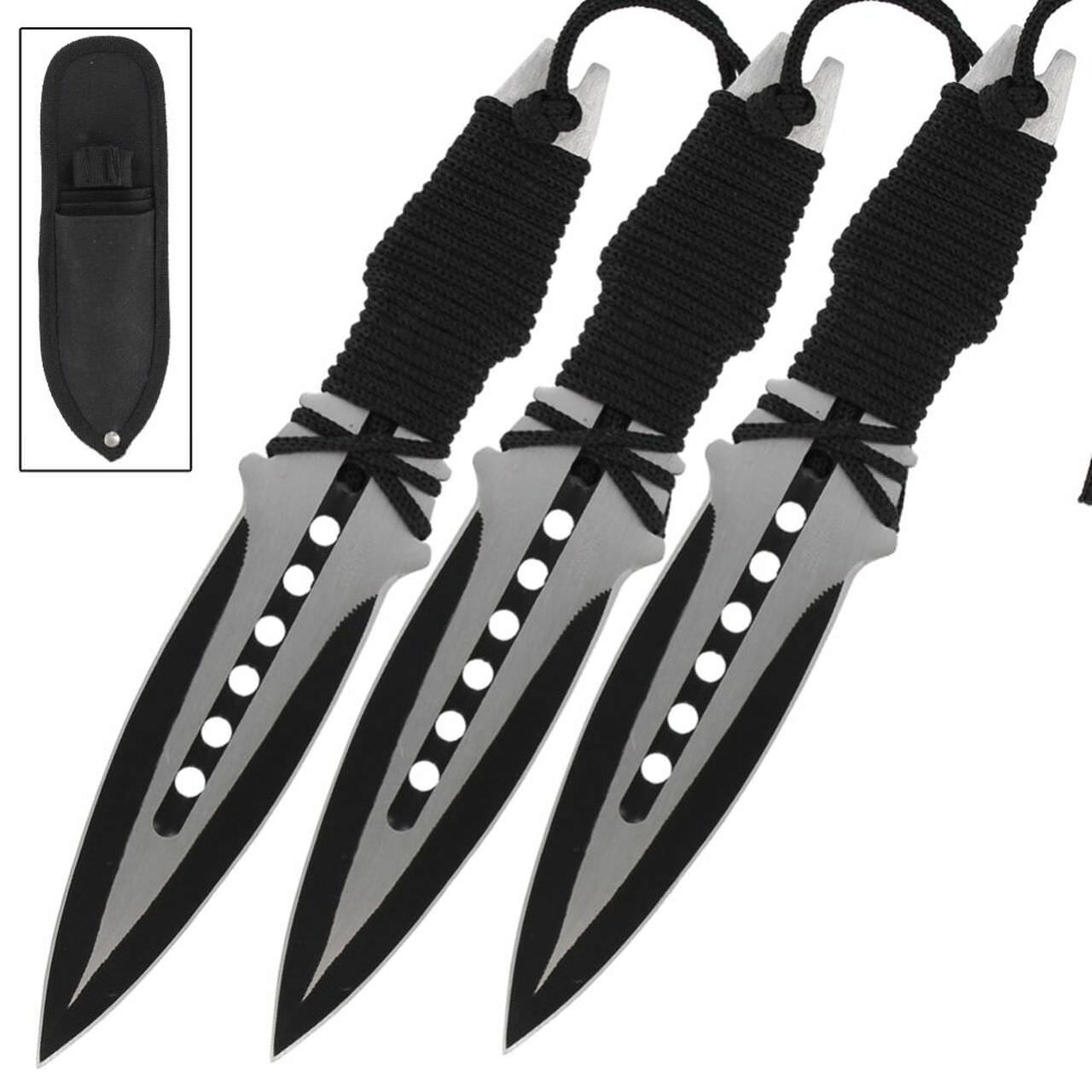 3 Piece 7.5" Double Edged Throwing Knife Set Collectible Weapons - Tophatter Daily Deals