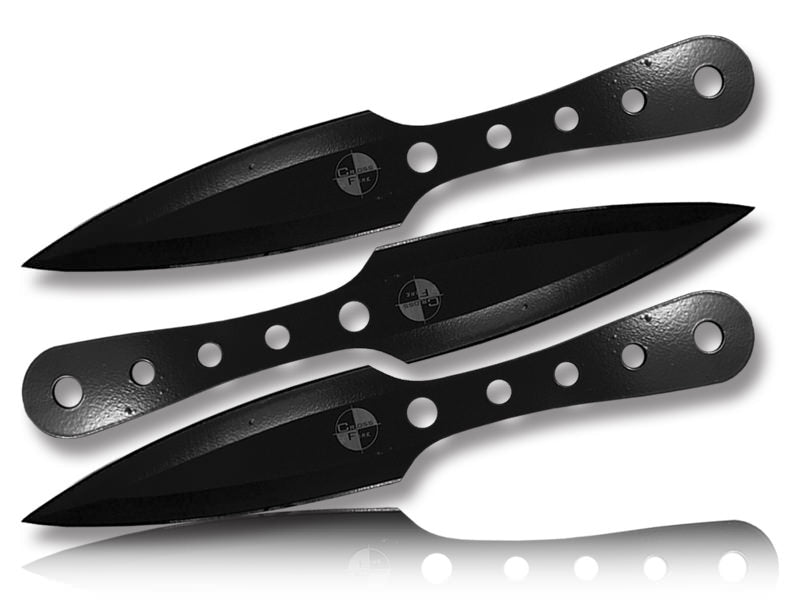 3 Pcs Black Finish Tactical Throwing Knife Set 10 Inch Overall Collectible Weapons - Tophatter Daily Deals