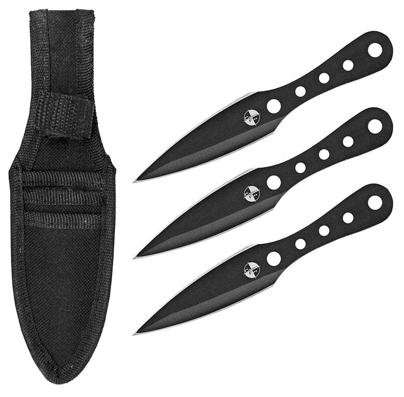 3 Pcs Black Tactical Throwing Knife Set 6.5 Inch Overall - Tophatter Daily Deals