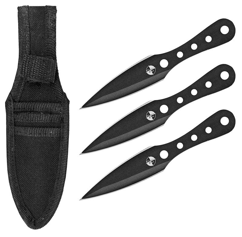 3 Pcs Black Tactical Throwing Knife Set 6.5 Inch Overall - TOPHATTER'S ARMORY DEALS Collectible Weapons - Tophatter Daily Deals