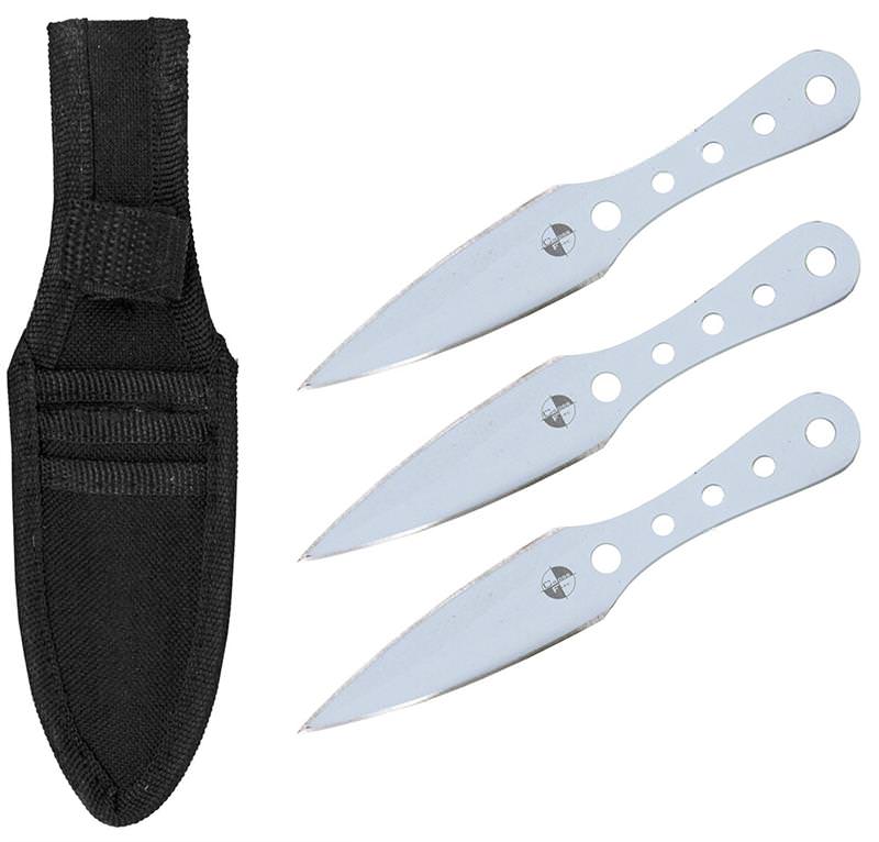 3 Pcs Silver Tactical Throwing Knife Set 6.5 Inch Overall Collectible Weapons - Tophatter Daily Deals