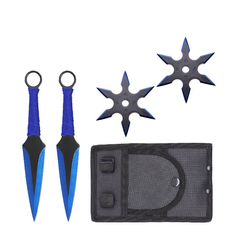 4 PC Blue Ninja Throwing Knives Combo Star Shuriken Set - Tophatter's Guns'N'Weapons Store - FREE SHIPPING Collectible Weapons - Tophatter Daily Deals