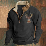 Warm Cozy Men's Quarter Zip Pullover - Sherpa Lined Fleece Black - Tophatter Daily Deals