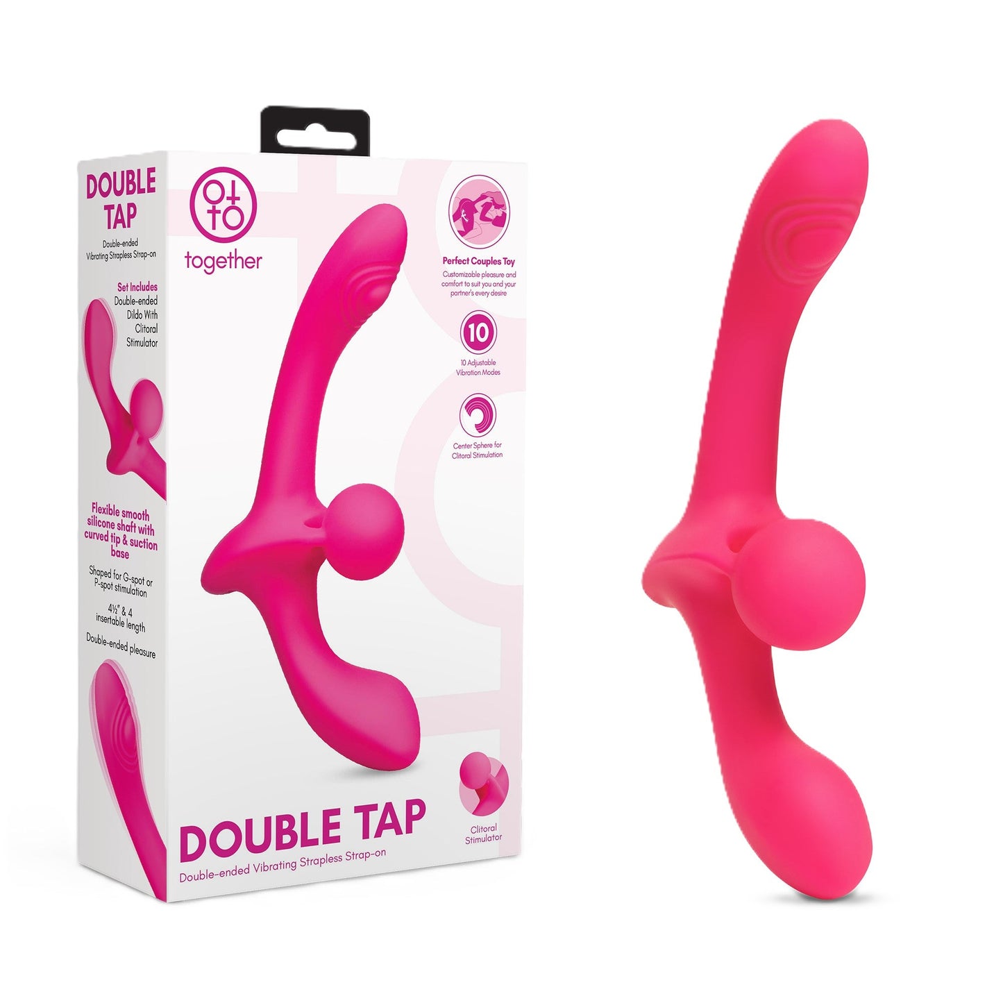 Together Toy Double Tap – Dual-Ended Vibrating Strapless Strap-On > Dildos > Double Dildos - Tophatter Daily Deals