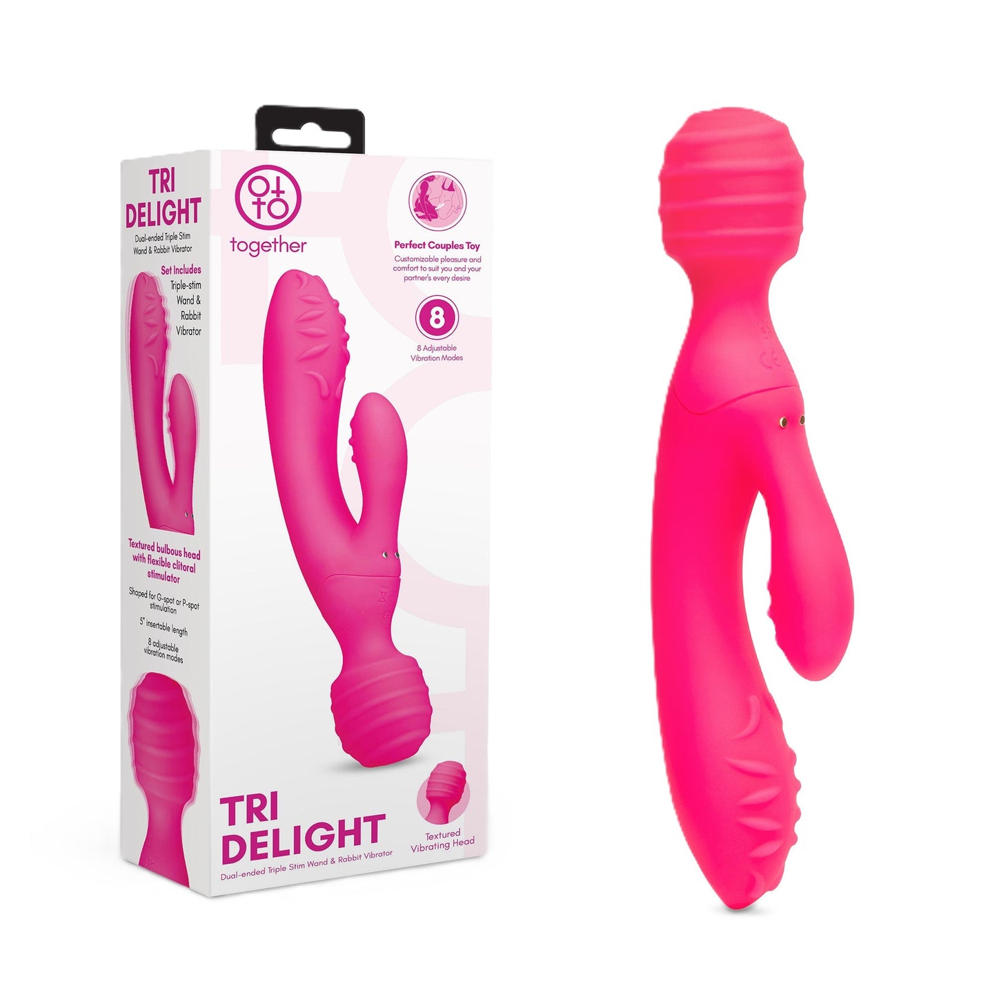 Together Toy Tri Delight – Dual-Ended Wand and Rabbit Vibrator > Vibrators > Ladies > Rabbit Multi - Tophatter Daily Deals