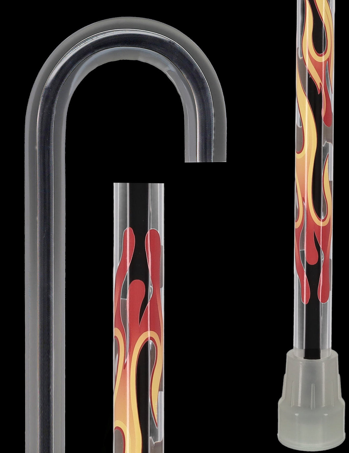 Dr. House Inspired Flame Cane - Clear Acrylic, Black Stripe Clear Lucite Walking Canes - Tophatter Daily Deals