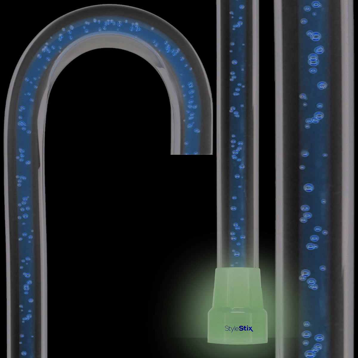 Clear Ocean Cane: Blue Streak w/ Floating Bubbles in Clear Shaft Clear Lucite Walking Canes - Tophatter Daily Deals