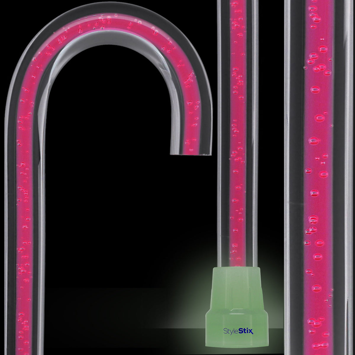 Blushing Rose Streak w/ Floating Bubbles in Clear Shaft Clear Lucite Walking Canes - Tophatter Daily Deals