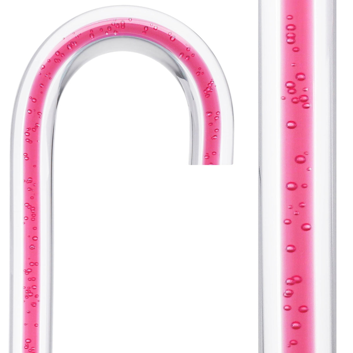 Blushing Rose Streak w/ Floating Bubbles in Clear Shaft Tourist Crook Clear Lucite Walking Canes - Tophatter Daily Deals