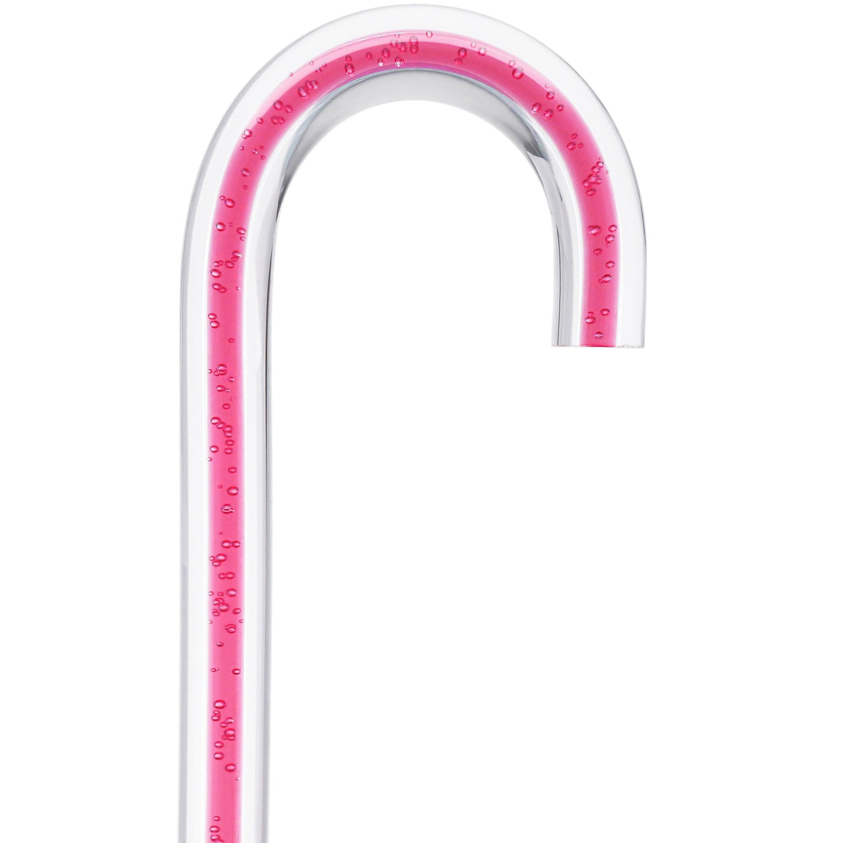 Blushing Rose Streak w/ Floating Bubbles in Clear Shaft Tourist Crook Clear Lucite Walking Canes - Tophatter Daily Deals