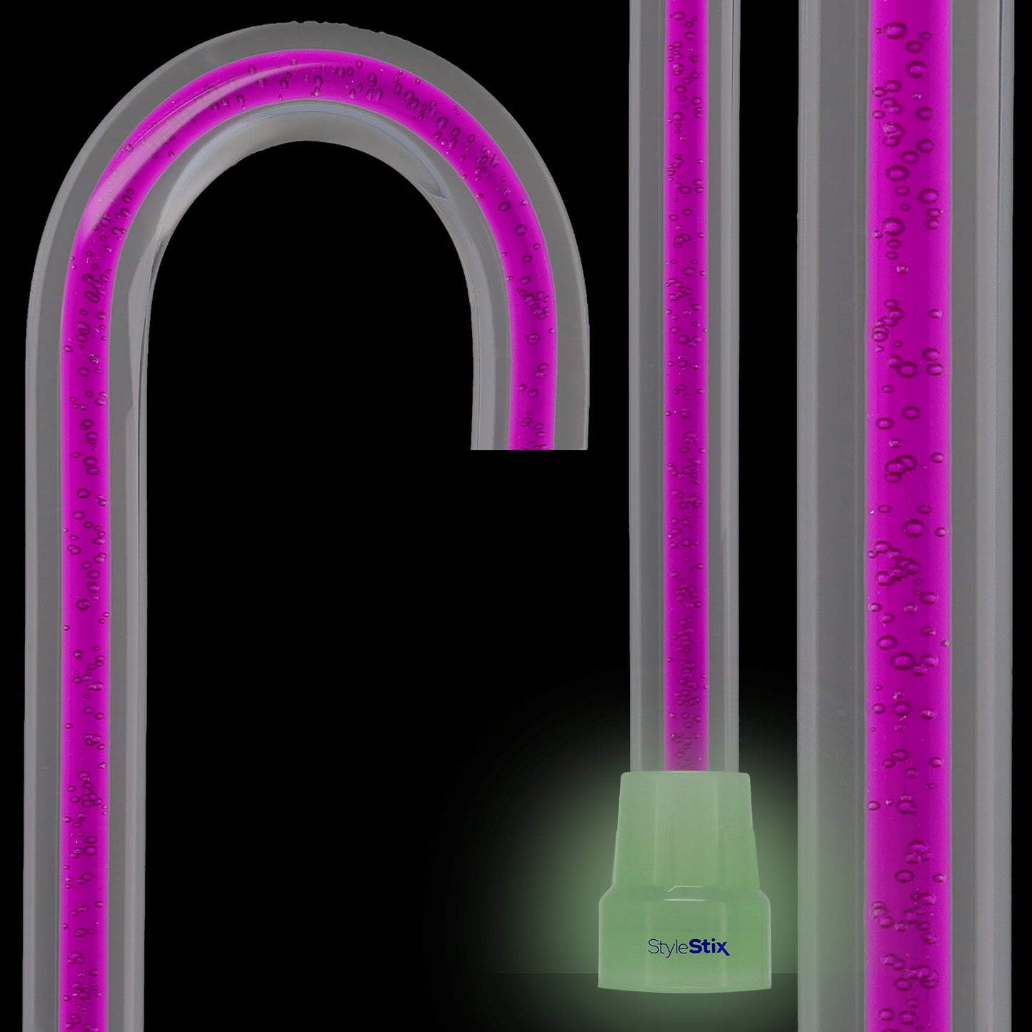 Amethyst Trace Cane: Purple Streak w/ Floating Bubbles in Clear Shaft Clear Lucite Walking Canes - Tophatter Daily Deals