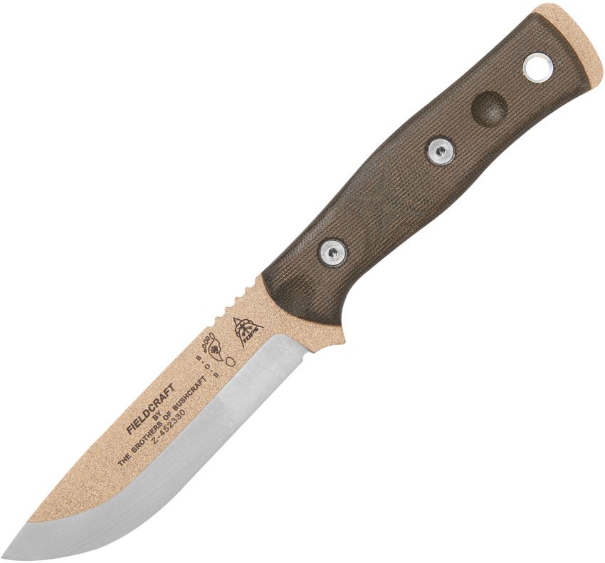 TOPS Knives Fieldcraft BOB Hunter Fixed Blade - Micarta Handle - 1095 Carbon Steel - BROS-TAN Fixed Blade - Tophatter Daily Deals