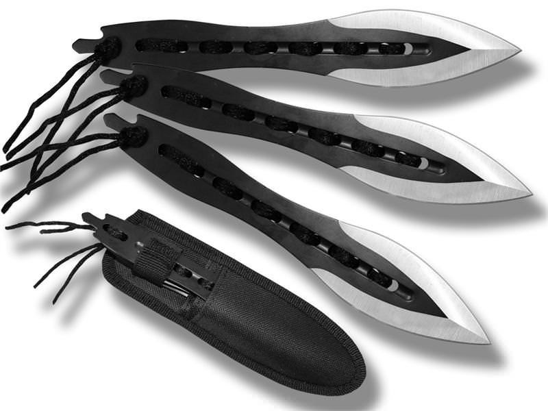 Triple Threat 3 Pc Fantasy Throwing Knife Set With Black Tassel - TOPHATTER'S ARMORY DEALS Collectible Weapons - Tophatter Daily Deals