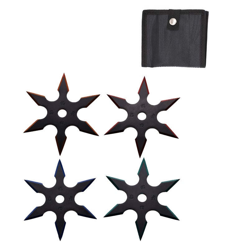4 Pc Set Ninja Six Point Sure Stick Throwing Stars Shuriken Knife Blade - TOPHATTER'S ARMORY DEALS Collectible Weapons - Tophatter Daily Deals
