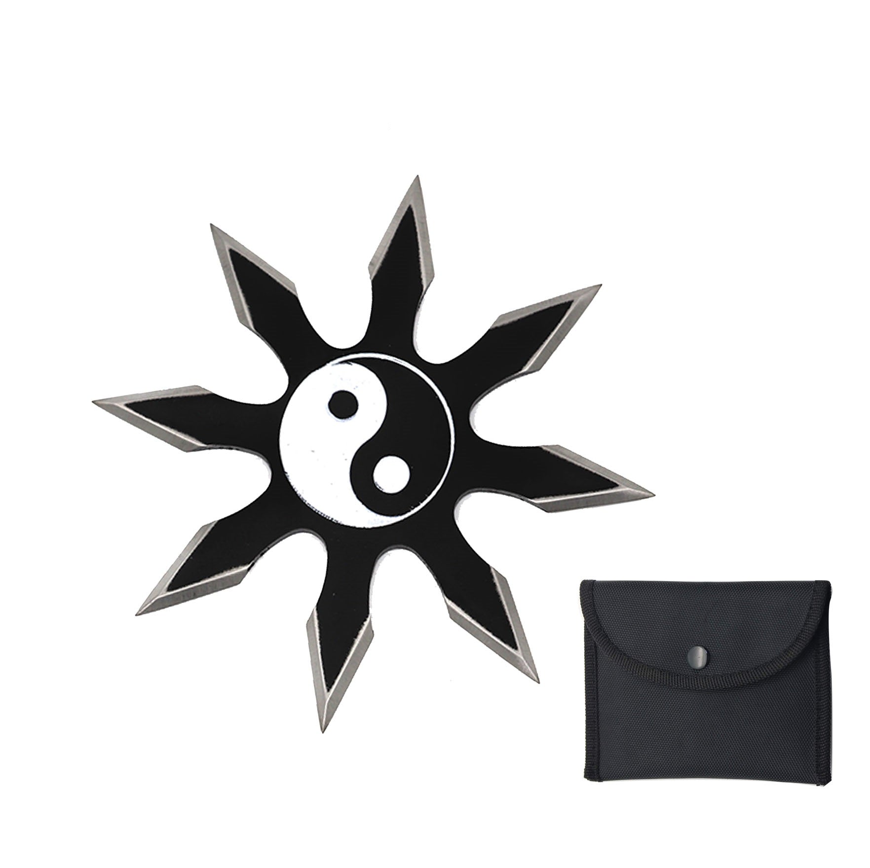 8 Point Black Silver Ying Yang Shuriken Throwing Ninja Star - TOPHATTER'S ARMORY DEALS Collectible Weapons - Tophatter Daily Deals