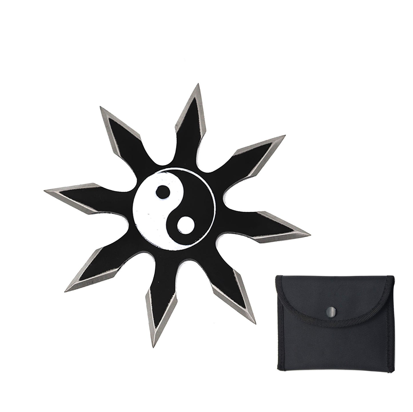 8 Point Black Silver Ying Yang Shuriken Throwing Ninja Star - Tophatter's Inc. Weapons Store Online Collectible Weapons - Tophatter Daily Deals