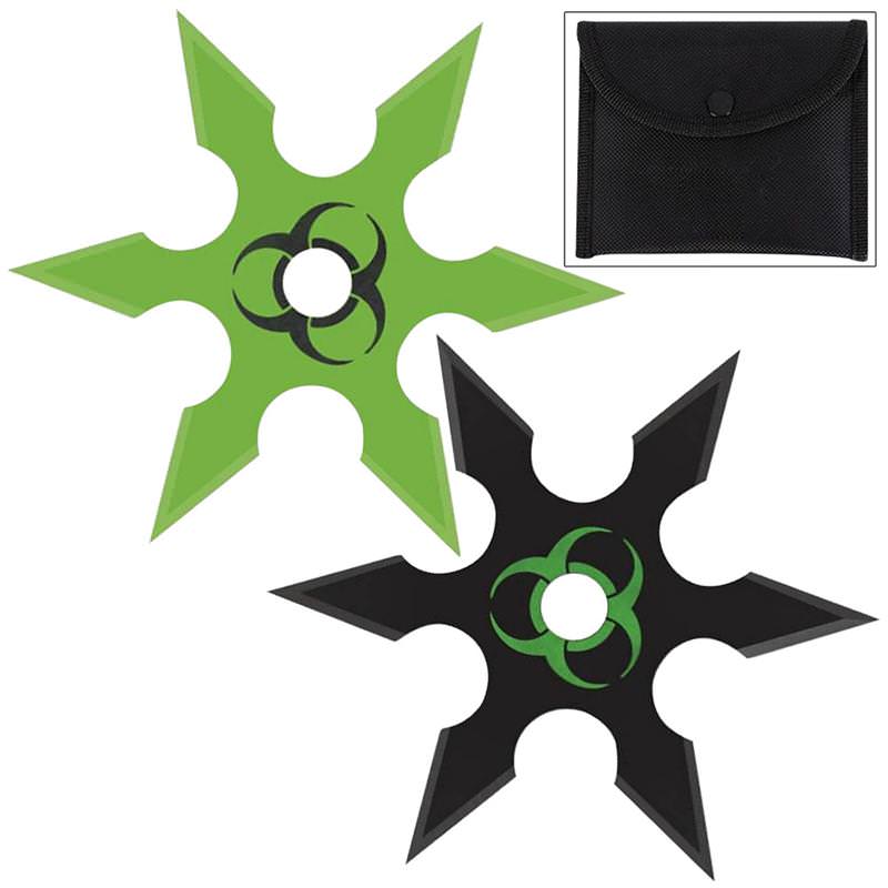 Zombie Genocide 6 Point Throwing Star 2 Piece Set - Tophatter's Guns'N'Weapons Store Collectible Weapons - Tophatter Daily Deals