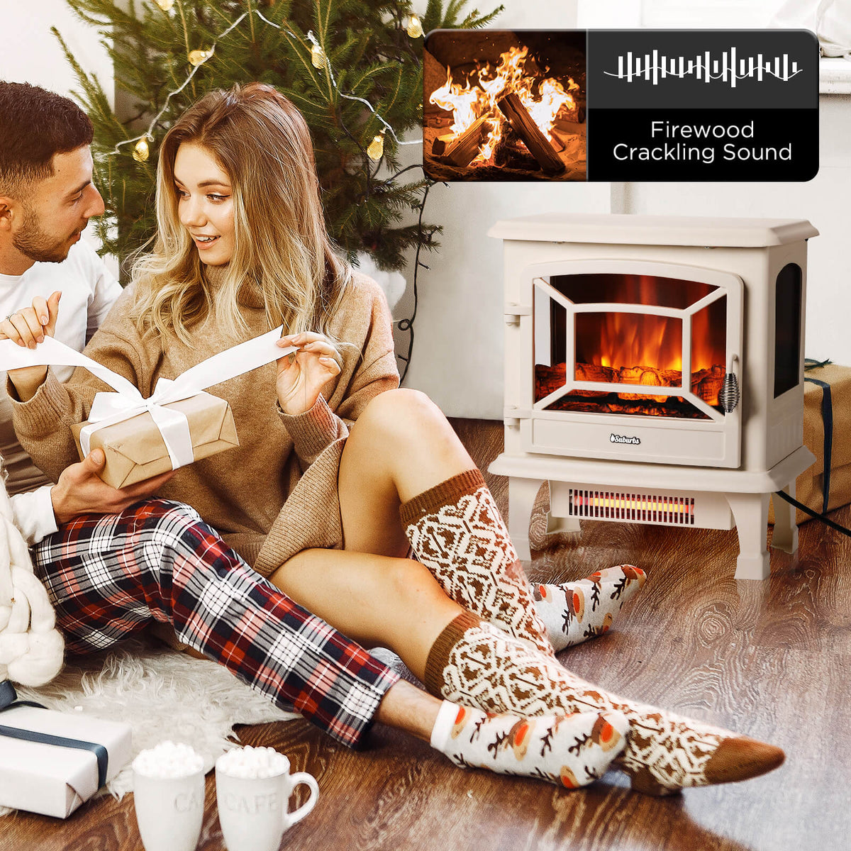 Suburbs TS20-SD Electric Fireplace Stove Heater with Sound Household Appliances - Tophatter Daily Deals