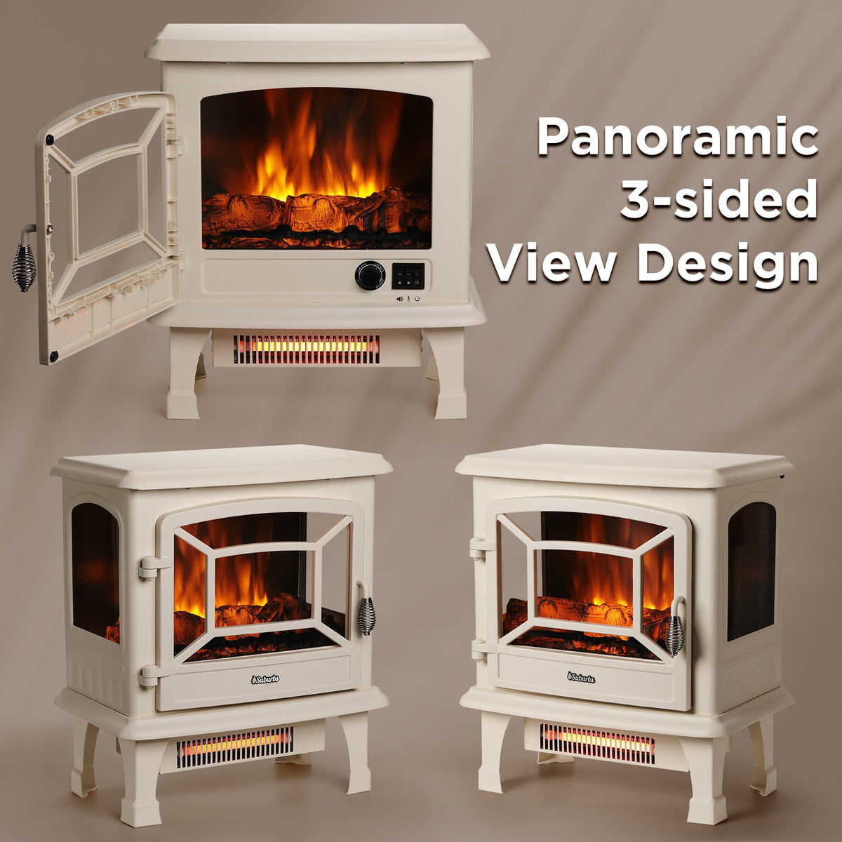 Suburbs TS20-SD Electric Fireplace Stove Heater with Sound Household Appliances - Tophatter Daily Deals