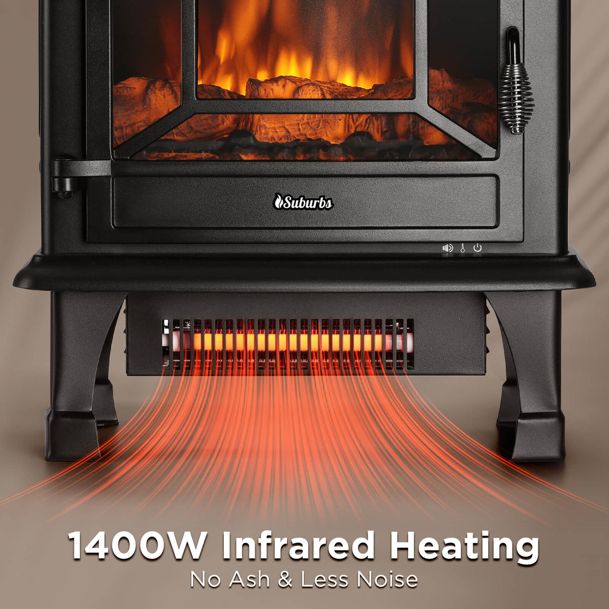 Suburbs TS20-SD Electric Fireplace Stove Heater with Sound Household Appliances - Tophatter Daily Deals
