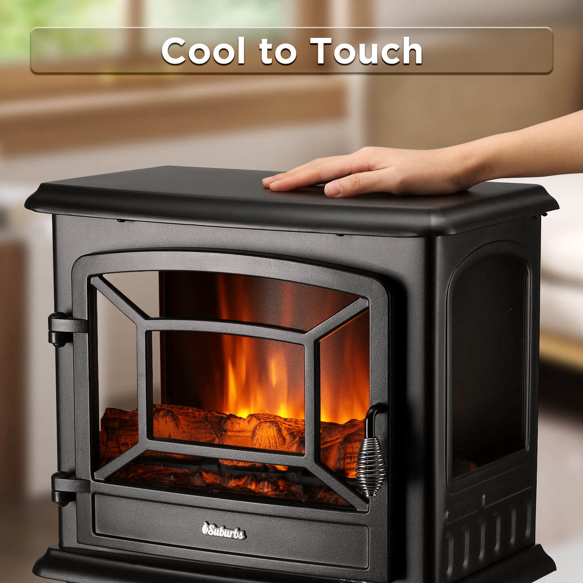 Suburbs TS20-SD Electric Fireplace Stove Heater with Sound Household Appliances - Tophatter Daily Deals
