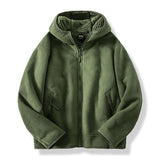 Warm Cozy Men’s Fleece Jacket - Hooded Full Zip, Sherpa Green - Tophatter Daily Deals