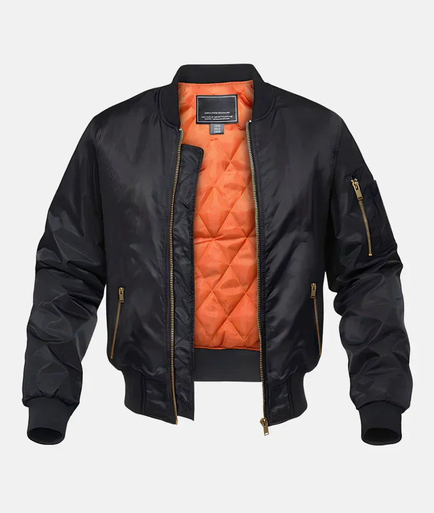 Waterproof Mens Bomber Jacket - Pilot Style, Nylon, Winter Black - Tophatter Daily Deals