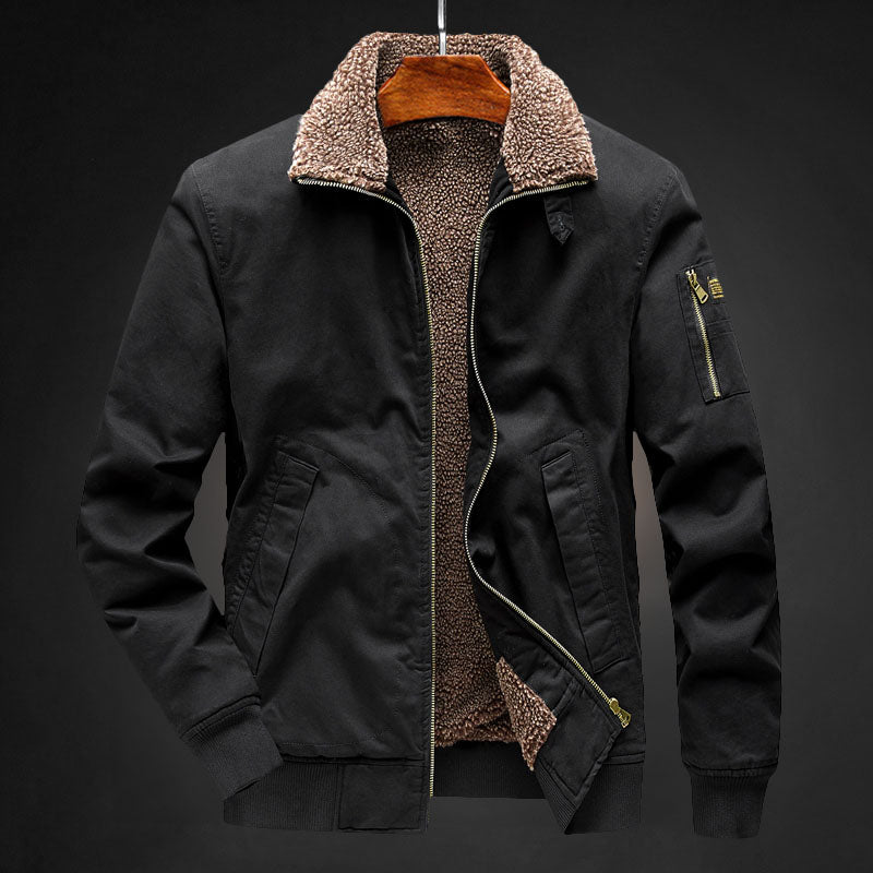 Insulating Men's Bomber Jacket - Sherpa Lined, For Winter Black - Tophatter Daily Deals