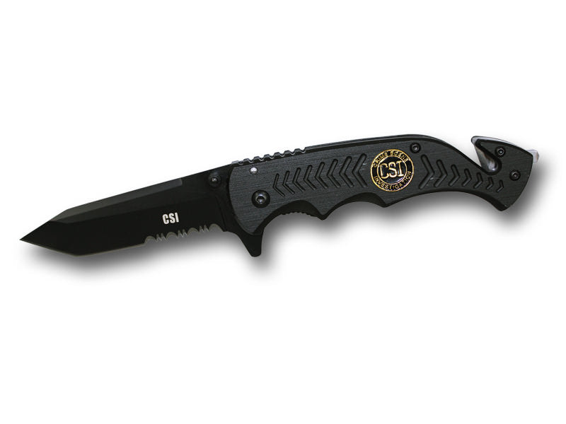 8 Inch Assisted Open Rescue Series Knife All Black CSI - Tophatter Daily Deals