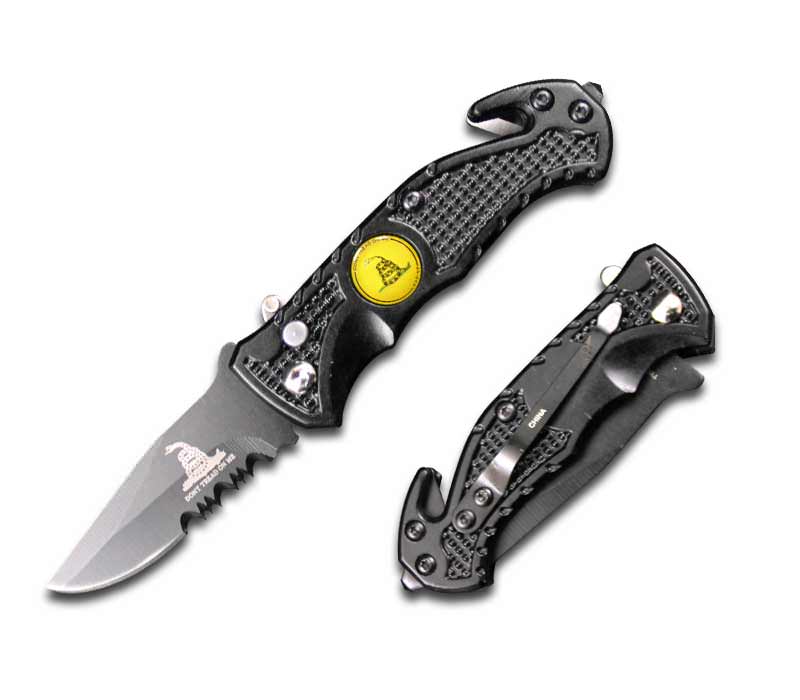 4.5" Spring Assist " Don't Tread On Me " Folding Knife - Black - TOPHATTER'S ARMORY DEALS Collectible Weapons - Tophatter Daily Deals