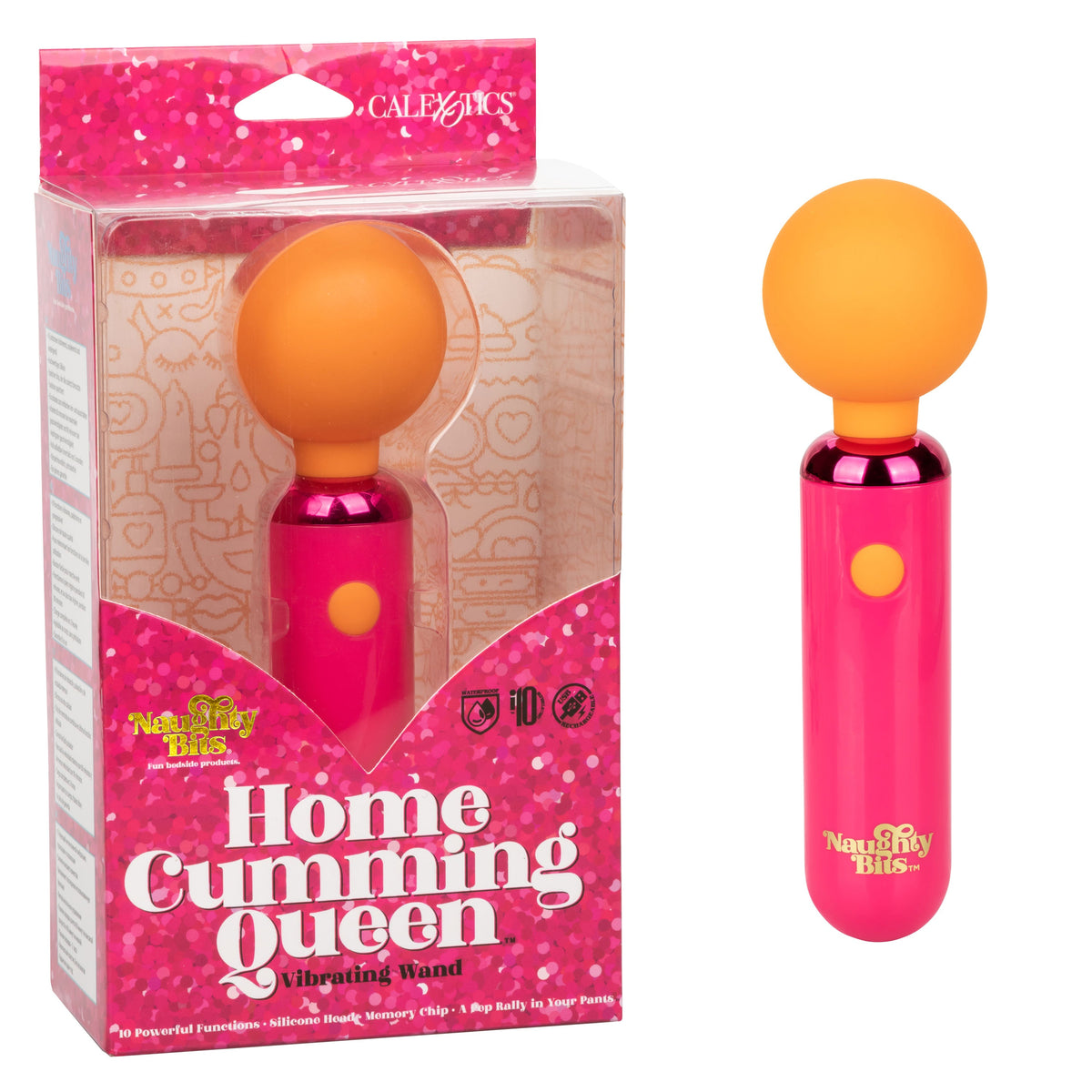 Naughty Bits Home Cumming Queen Vibrating Wand Pink and Orange Silicone Personal Massager > Sex Toys > Mini Massagers - Tophatter Daily Deals