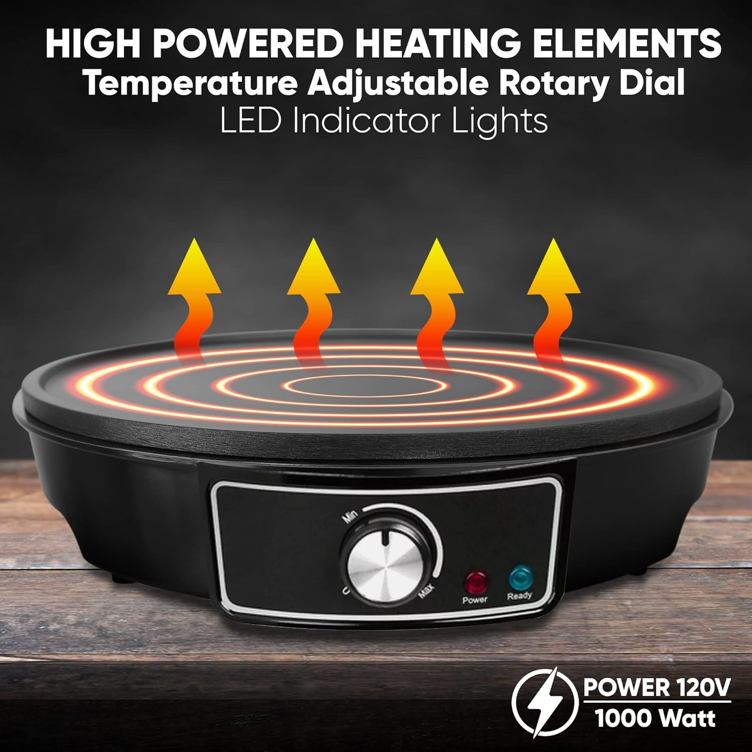 Electric Hot Plates – 1000W Electric Crepe & Pancake Maker Non Stick 30cm Cooking Plate with Utensils Kitchen - Tophatter Daily Deals